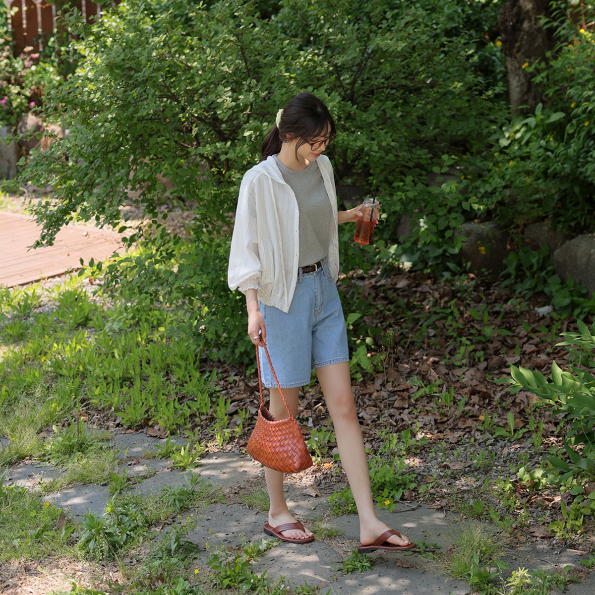 See-through linen stripe shirts