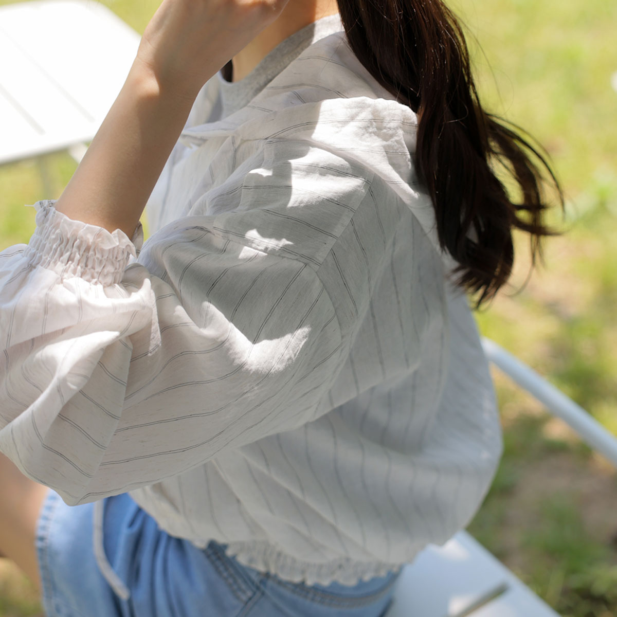 See-through linen stripe shirts