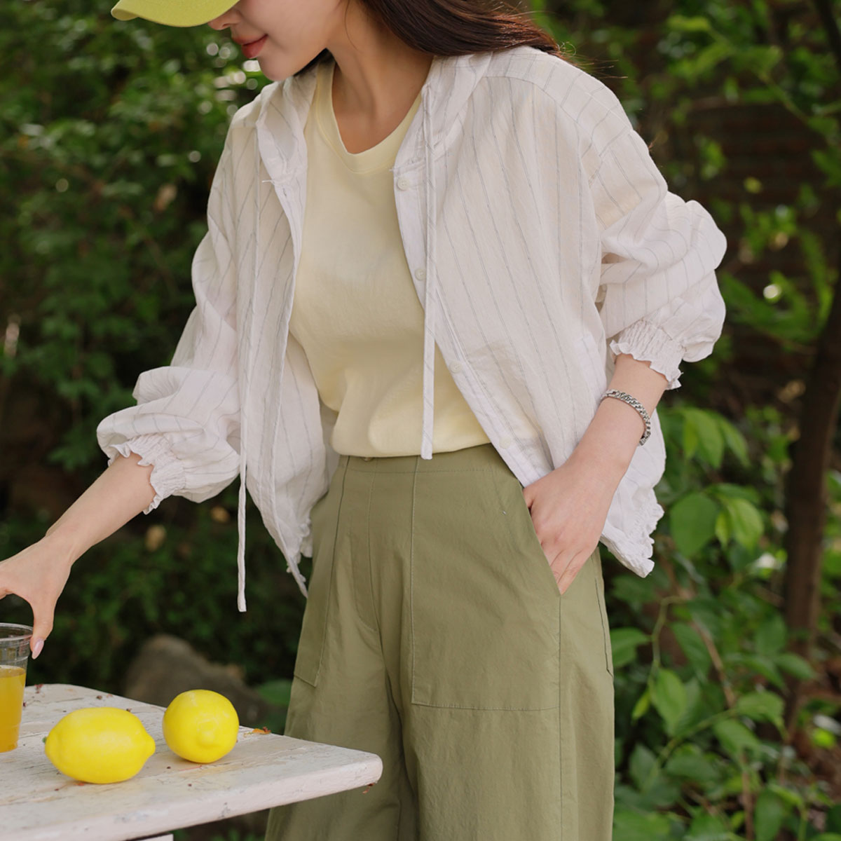 See-through linen stripe shirts
