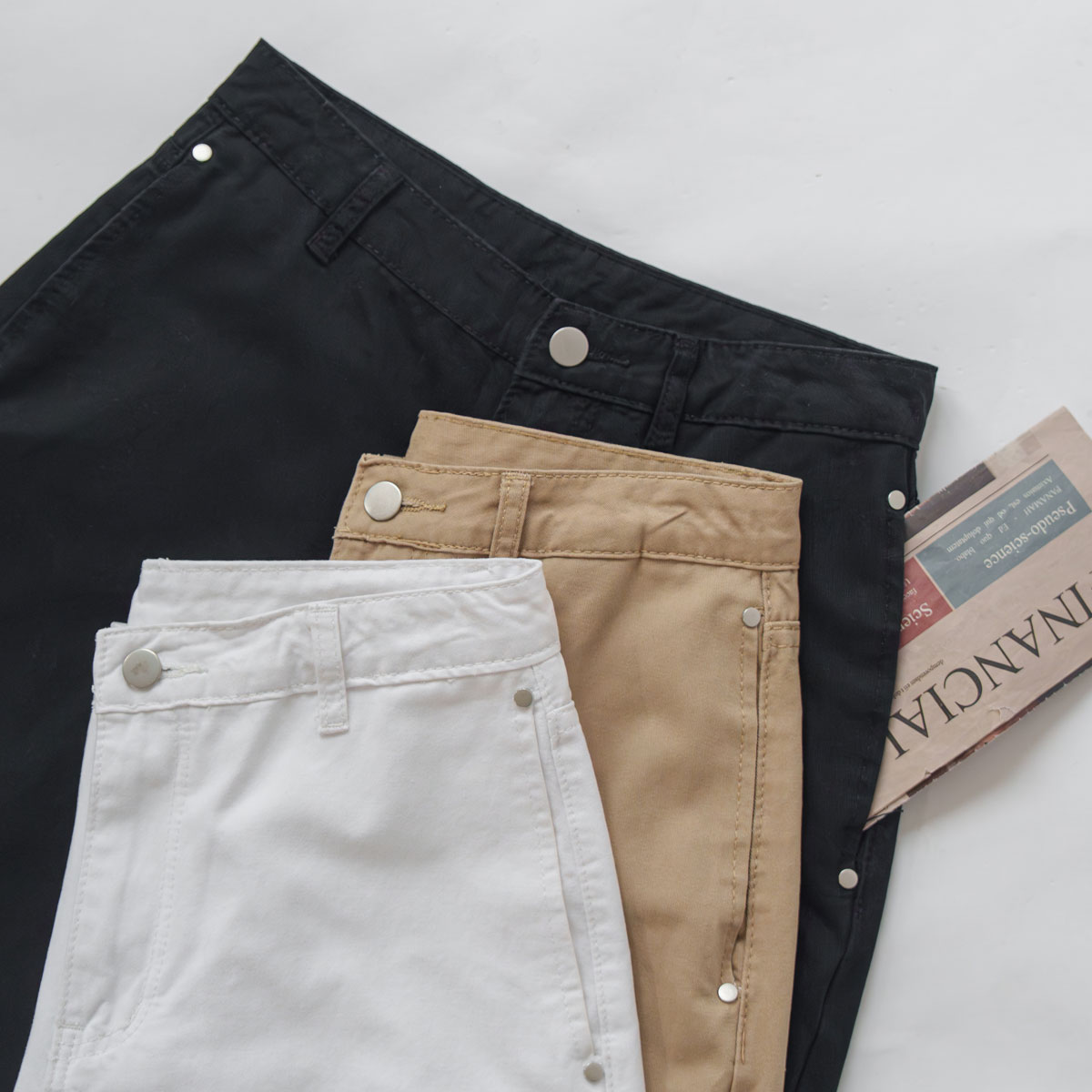 Slim pocket wide cotton pants
