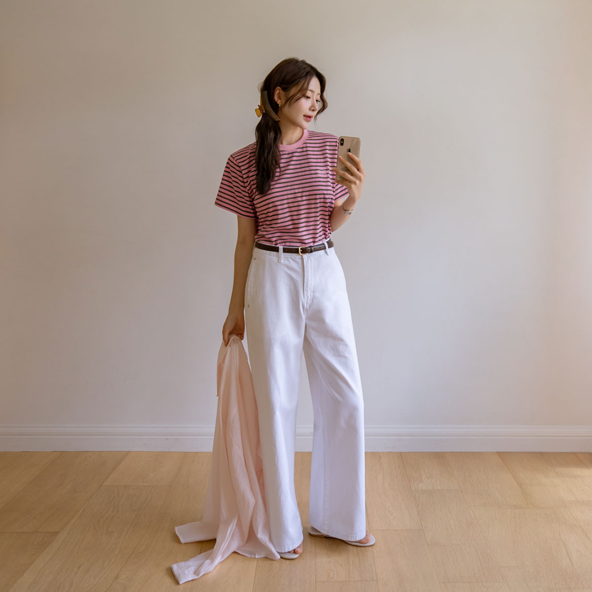 Slim pocket wide cotton pants