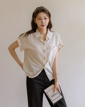 Linen String Hem Short Sleeve Shirt