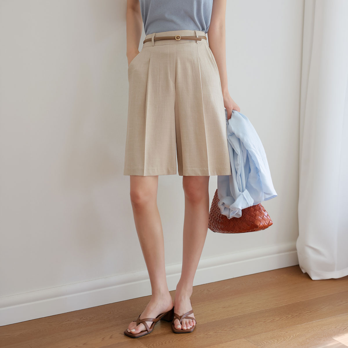 Flowy Cooling Pintuck Slacks Shorts