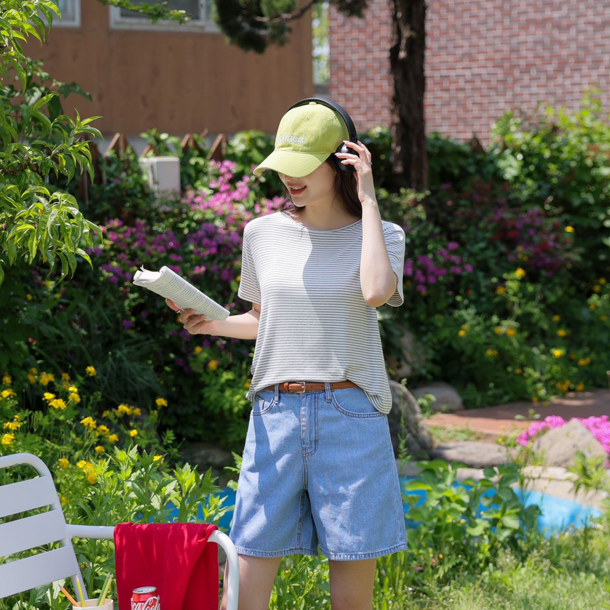 Soft-touch striped short-sleeve tee