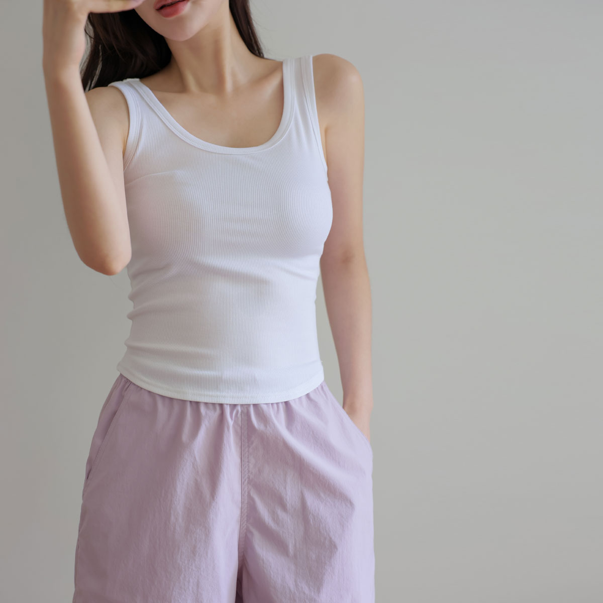 Sticky Cover Corrugated Spandex Sleeveless Top