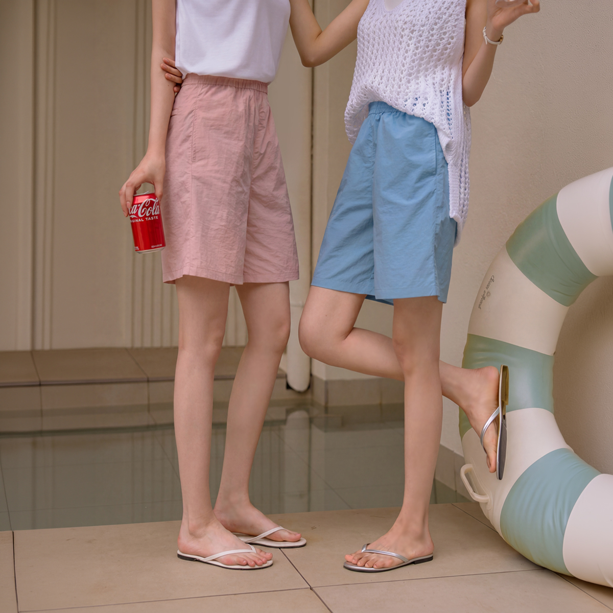 2-Type Summer Swim Waterproof Elastic Waist Shorts