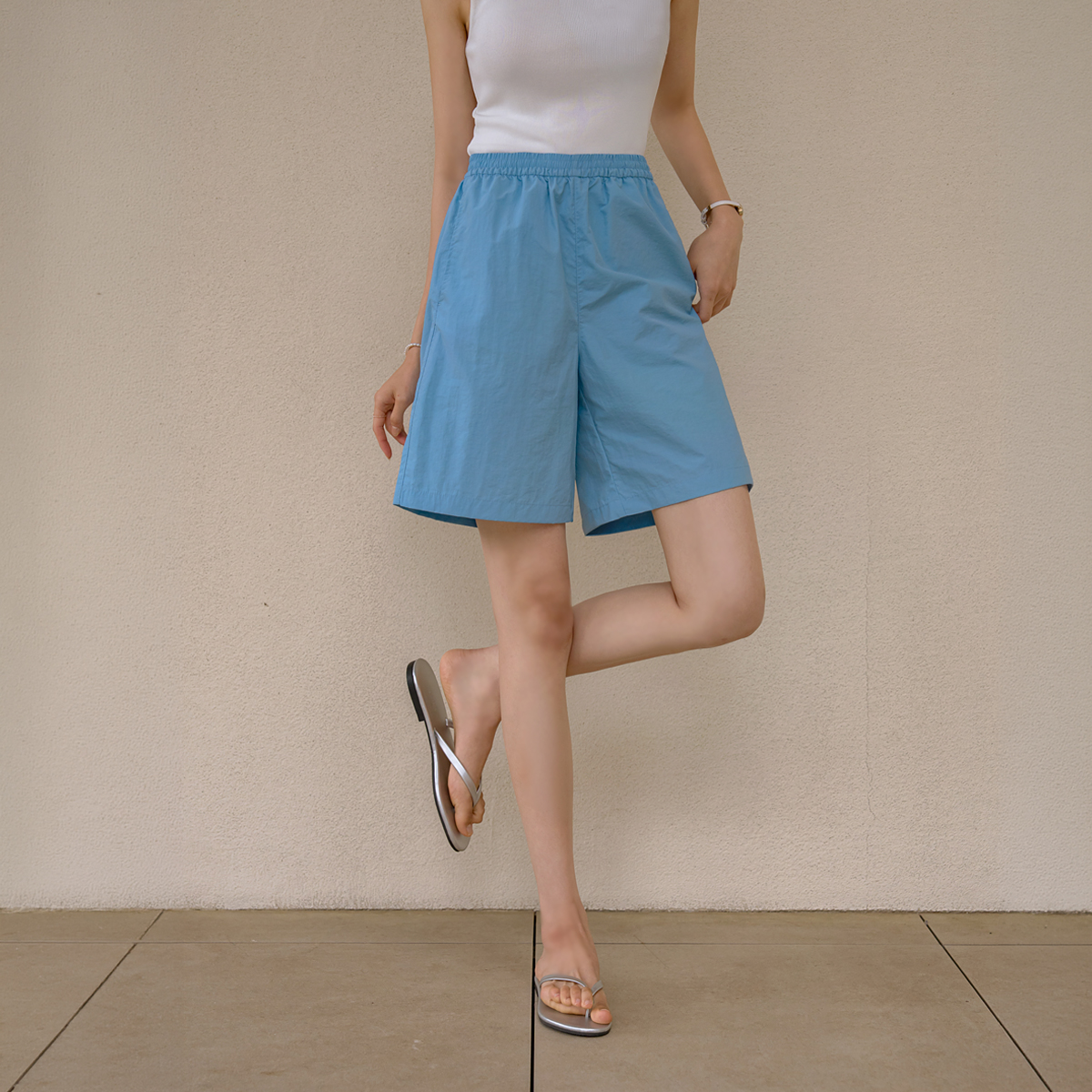 2-Type Summer Swim Waterproof Elastic Waist Shorts