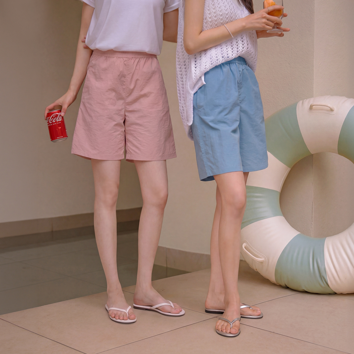 2-Type Summer Swim Waterproof Elastic Waist Shorts