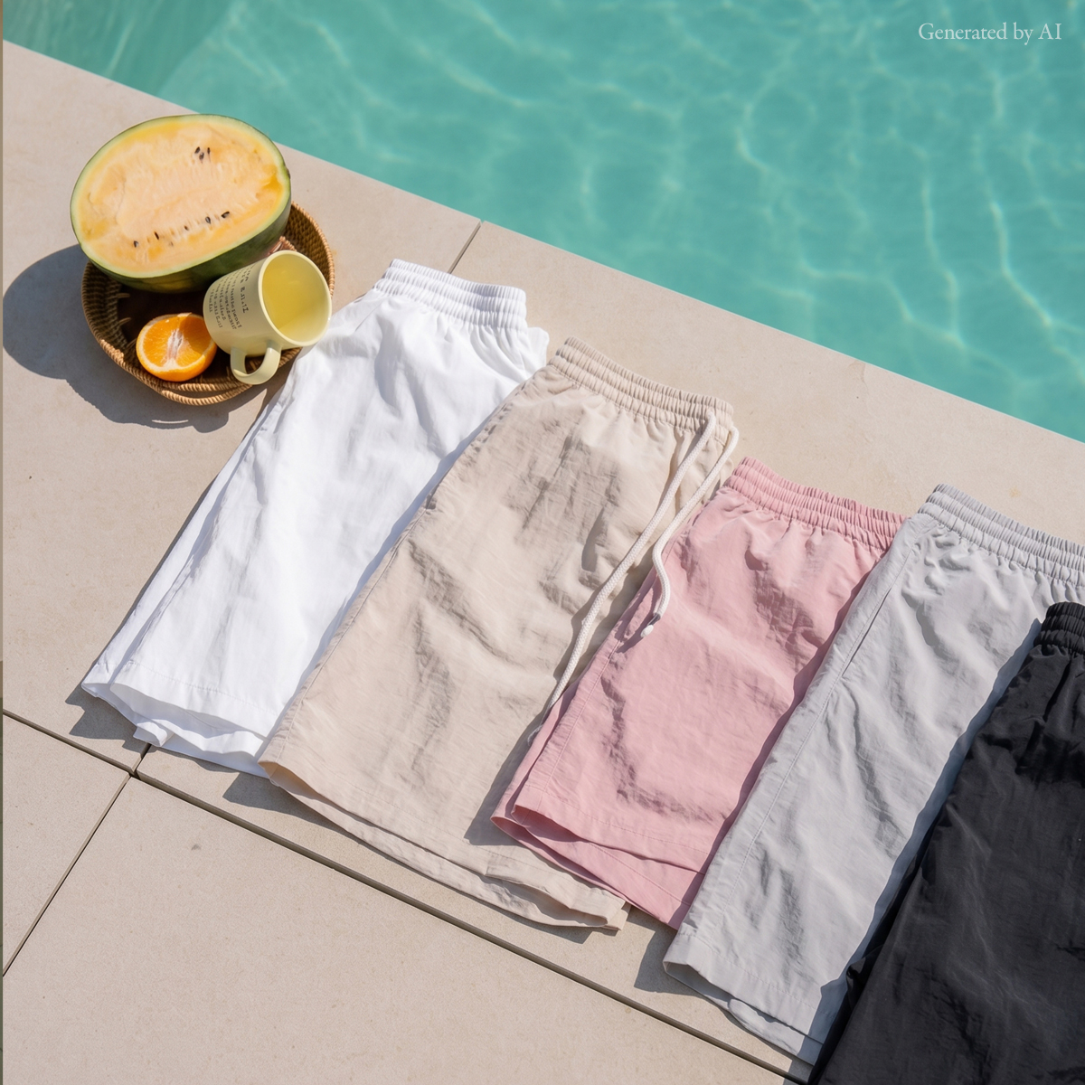 2-Type Summer Swim Waterproof Elastic Waist Shorts