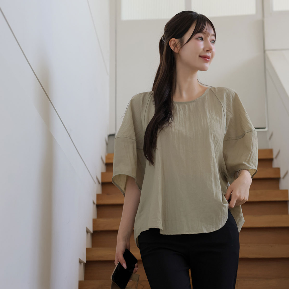 Bamboo Light Cutout Blouse