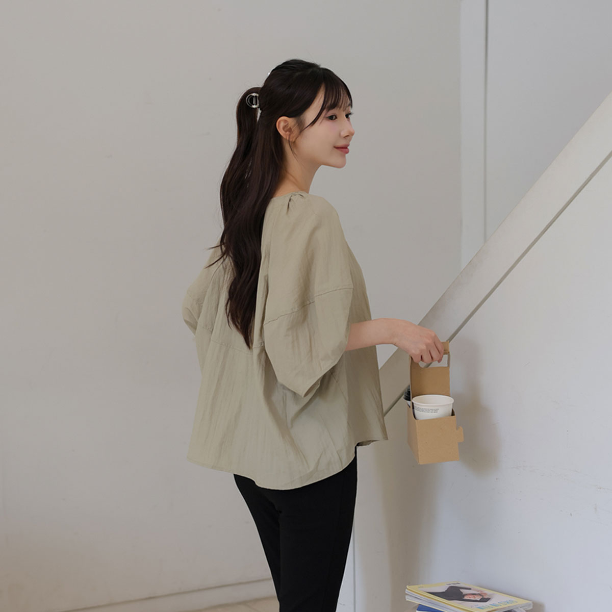 Bamboo Light Cutout Blouse