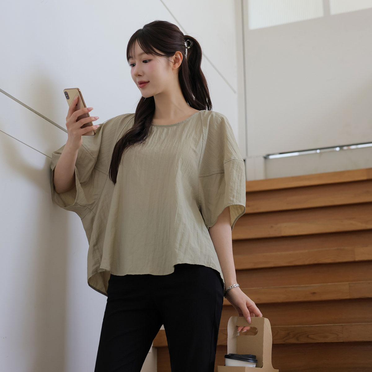 Bamboo Light Cutout Blouse