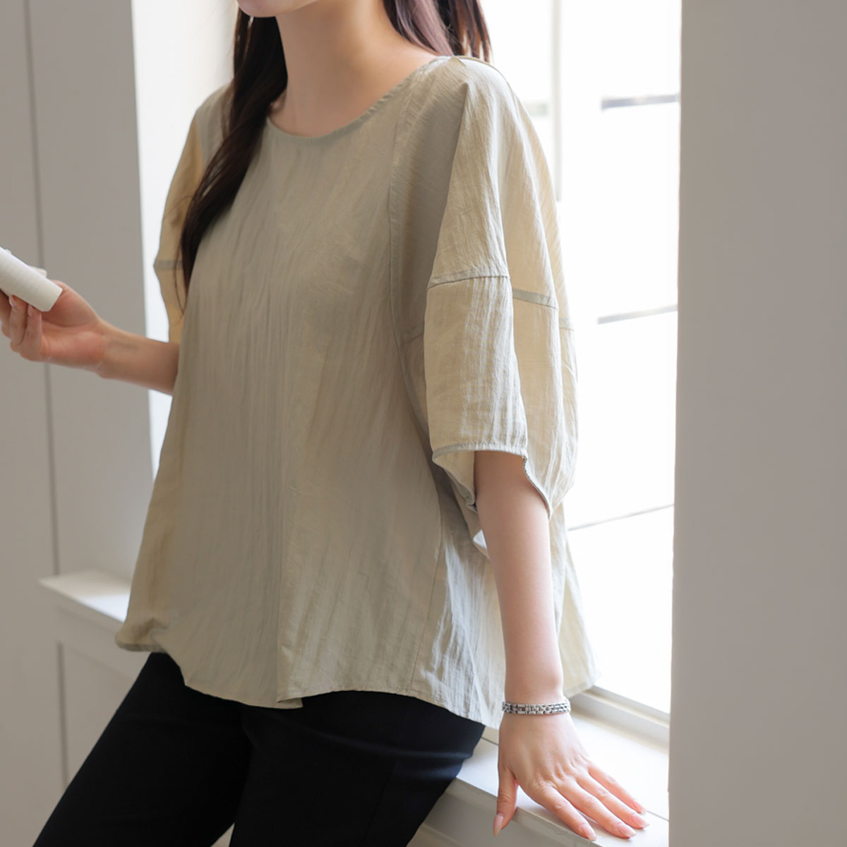 Bamboo Light Cutout Blouse