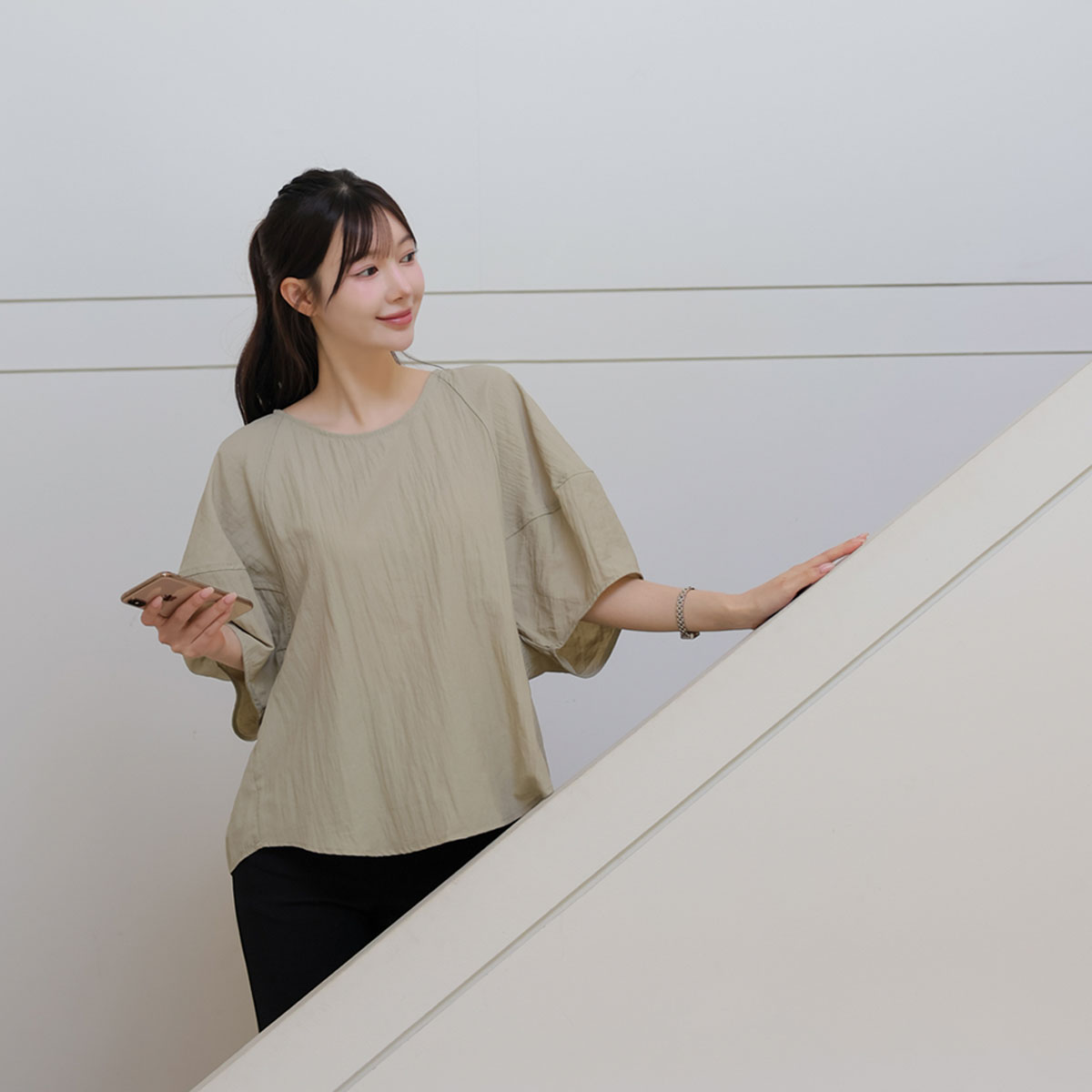 Bamboo Light Cutout Blouse