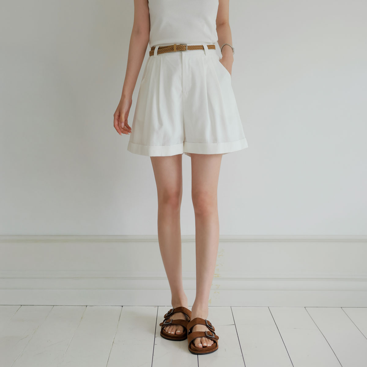 Belt set, viscose linen shorts