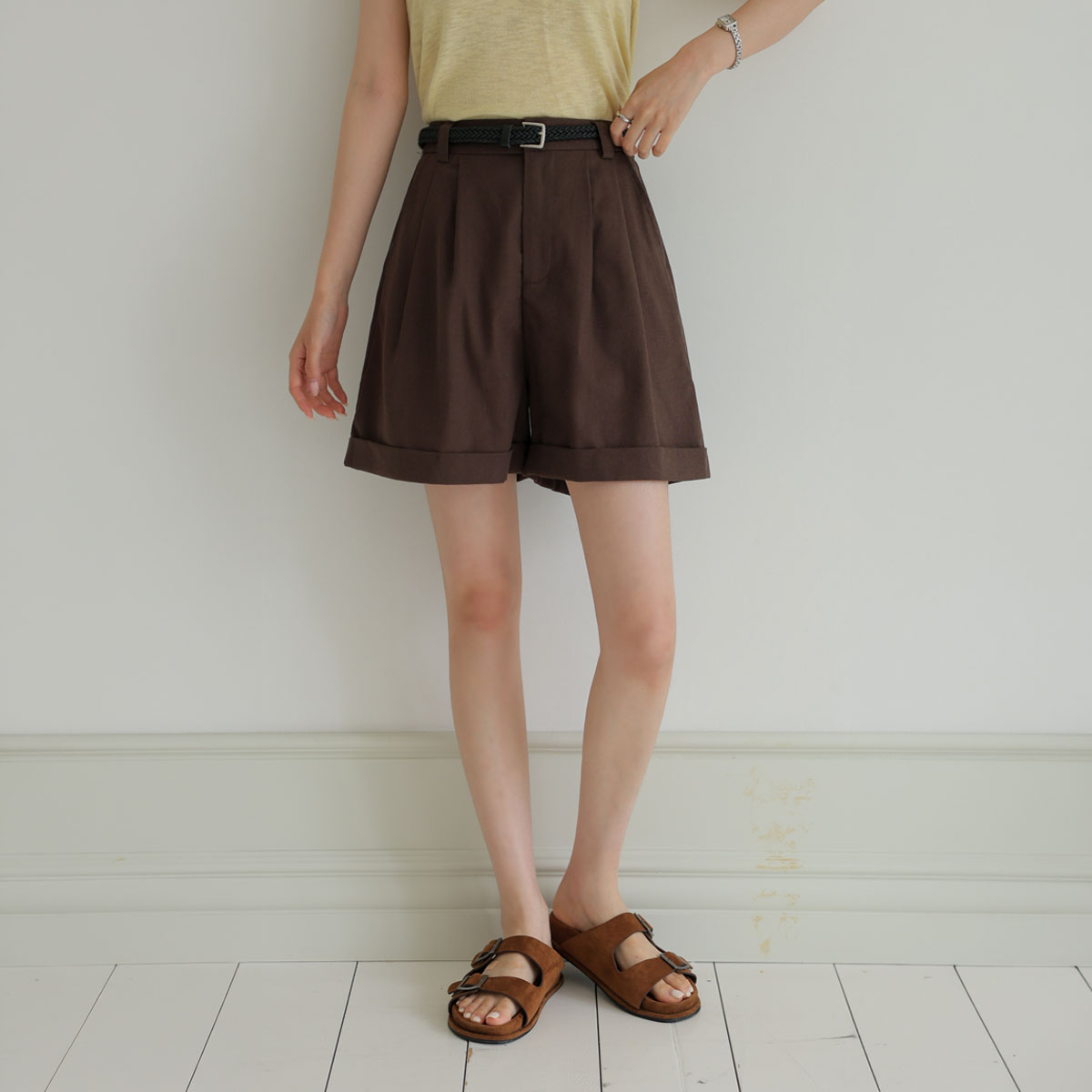 Belt set, viscose linen shorts