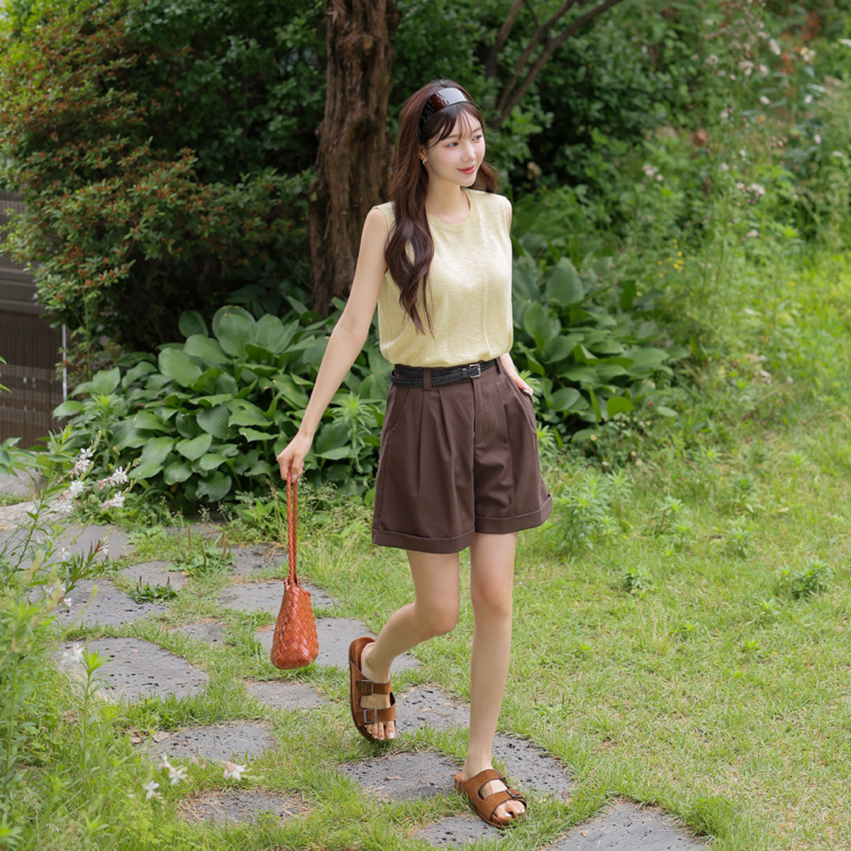 Belt set, viscose linen shorts