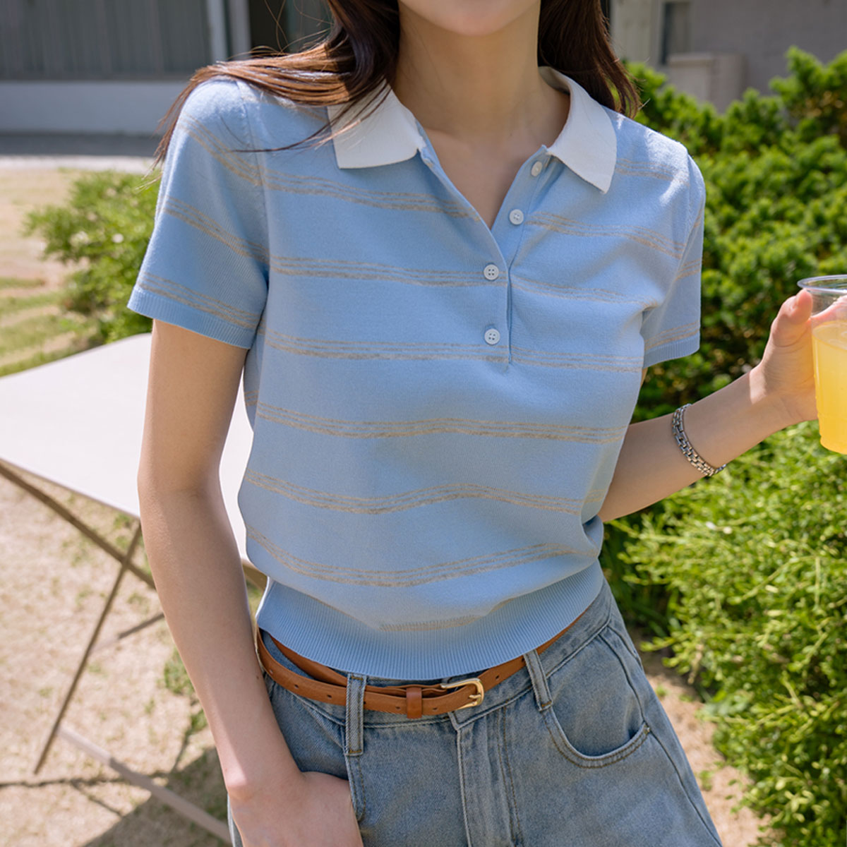 Muse Viscose Crop Striped Knit