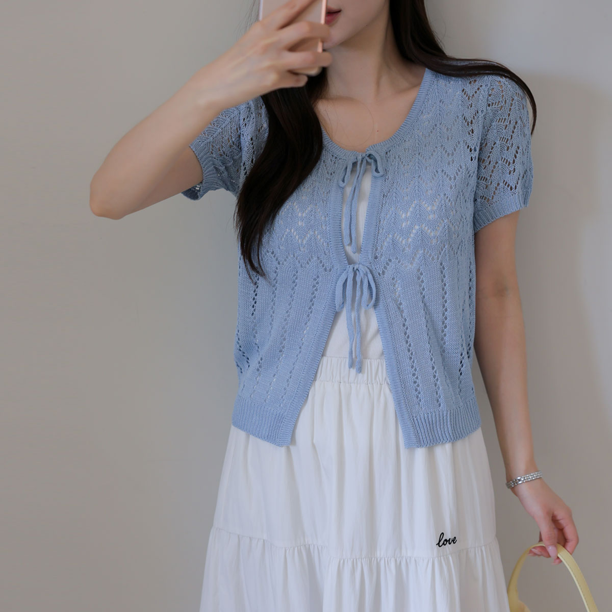 Sculpted ribbon knit cardigan