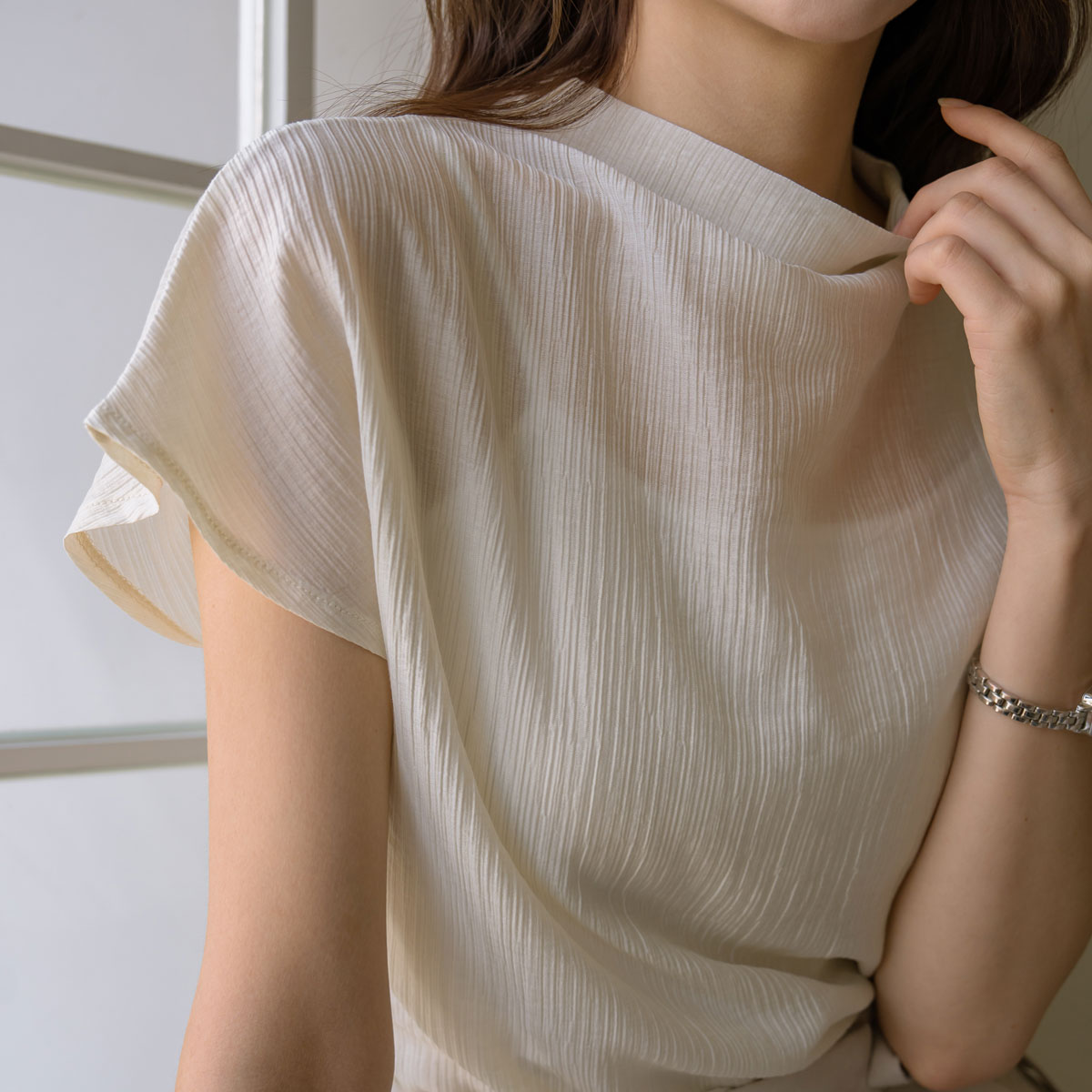 Cap sleeve sheer blouse