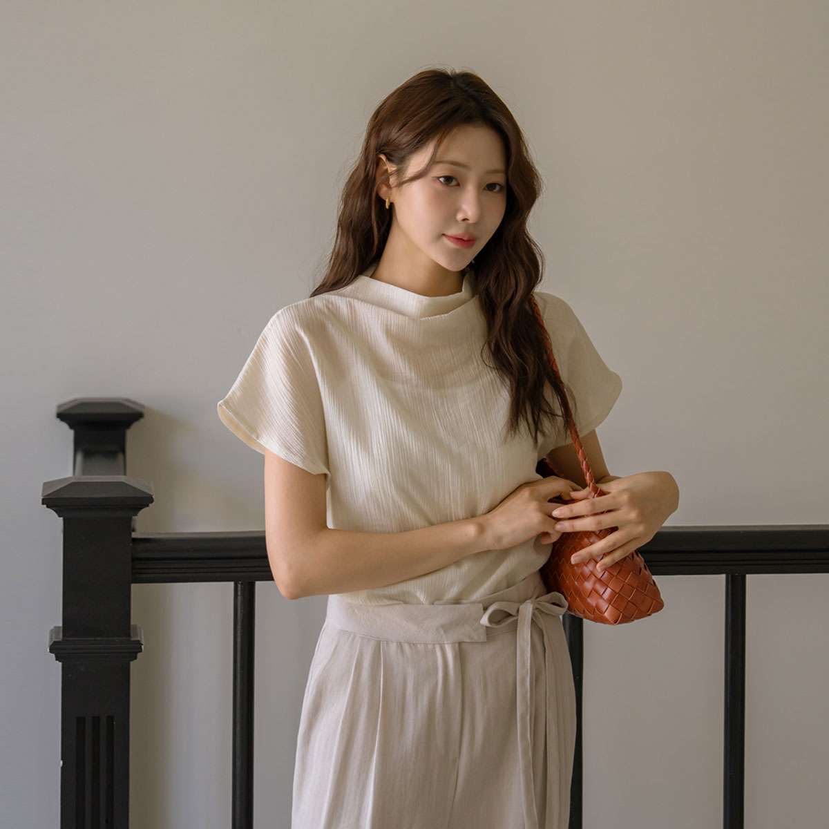 Cap sleeve sheer blouse