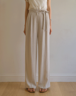 Ribbon pintuck linen slacks