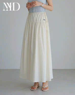 <b>[Maxi Skirt/Adjustable Waist/Body Shape Coverage][Made]</b> Love Embroidery Adjustable Flare Skirt