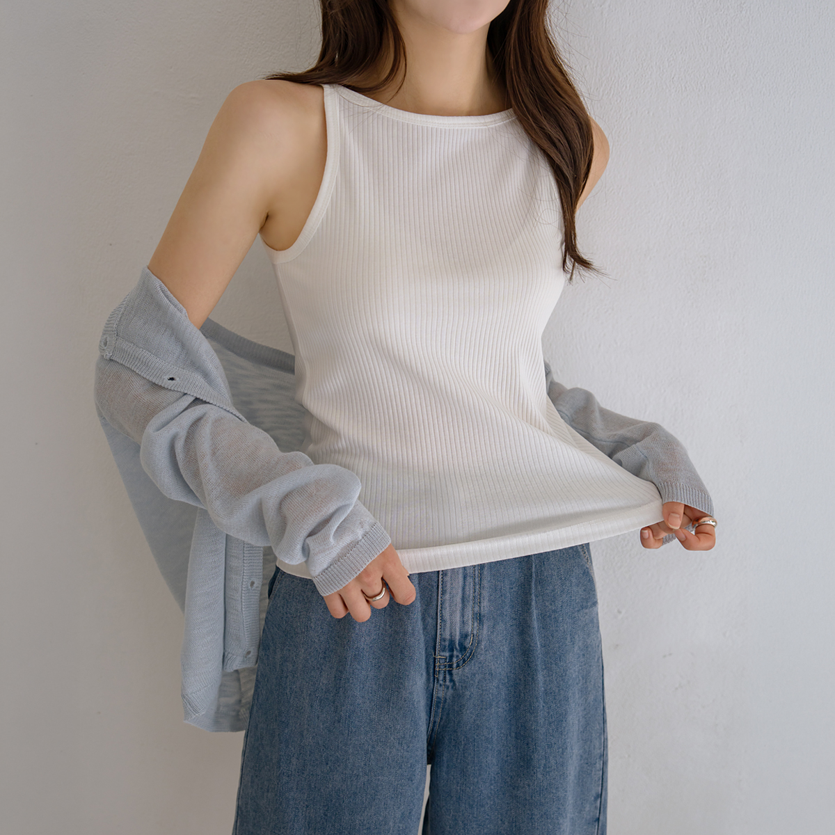 Sticky Tension Halter Neck Ribbed Sleeveless