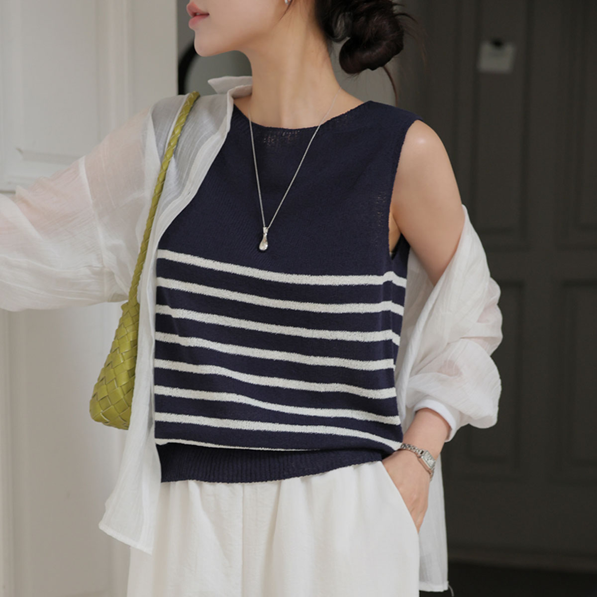 Marine striped sleeveless knit