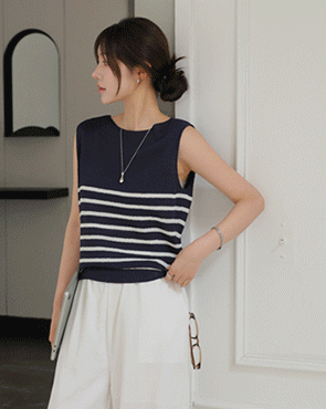 <b>[Limited Time Sale]</b> Marine Striped Sleeveless Knit