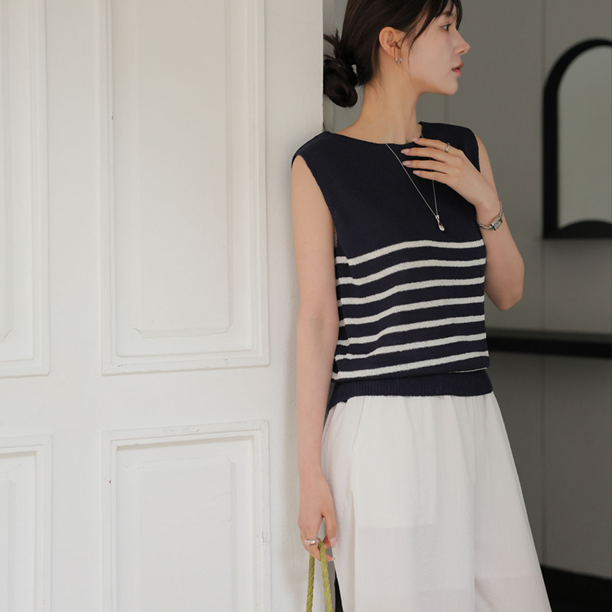 Marine striped sleeveless knit