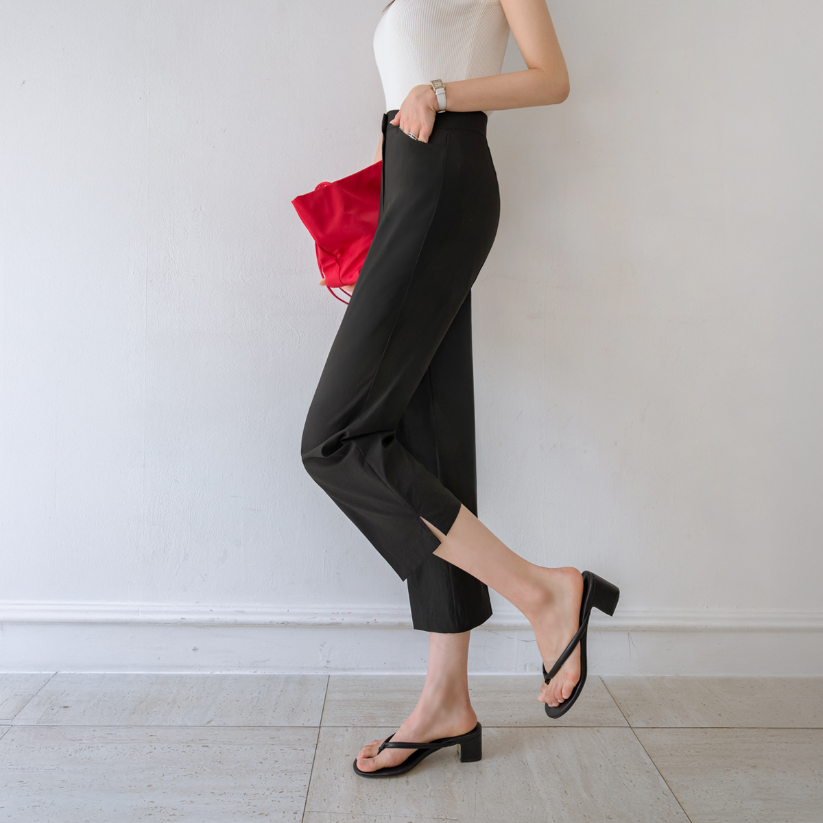 <b>[Opening Special]</b> <b>[Made]</b> Light Capri Crop Slacks