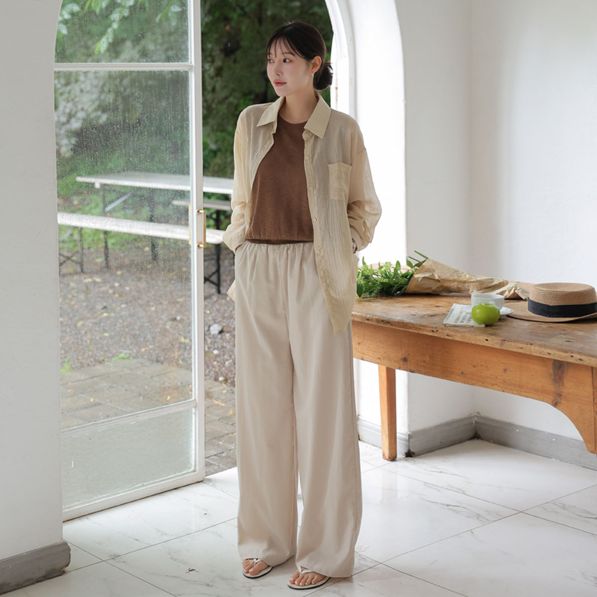 <b>[Limited Time Sale]</b> [2 Length No Alterations] 2 Types Light Cool Cooling Elastic Waist Pants