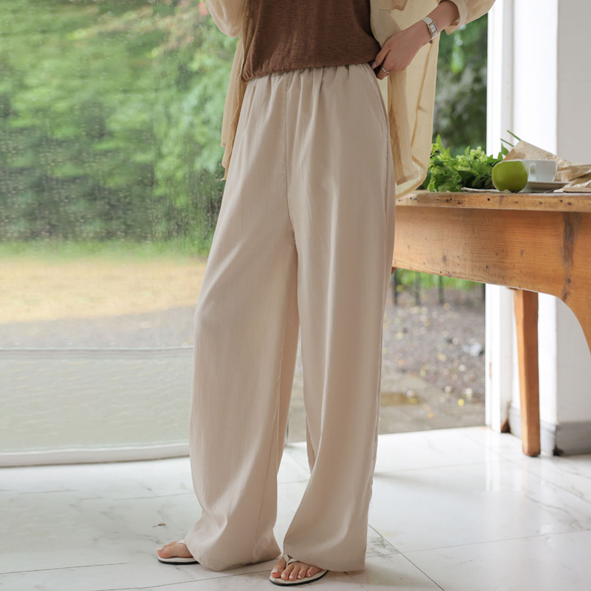 <b>[Limited Time Sale]</b> [2 Length No Alterations] 2 Types Light Cool Cooling Elastic Waist Pants