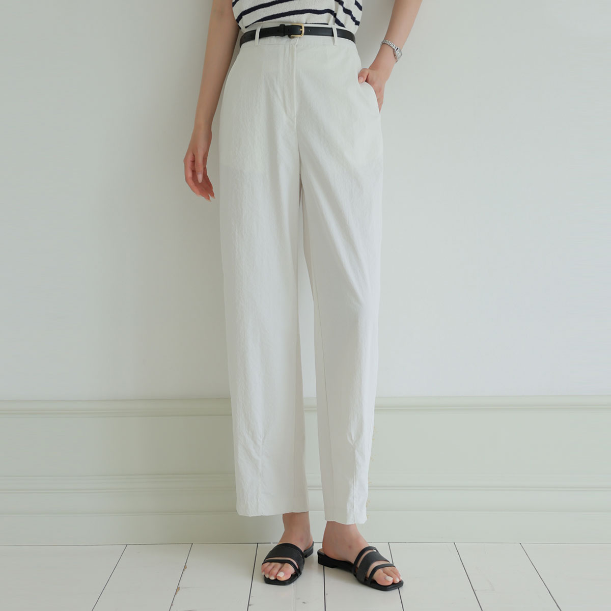 Pintuck Cooling Light Cotton Baggy Pants