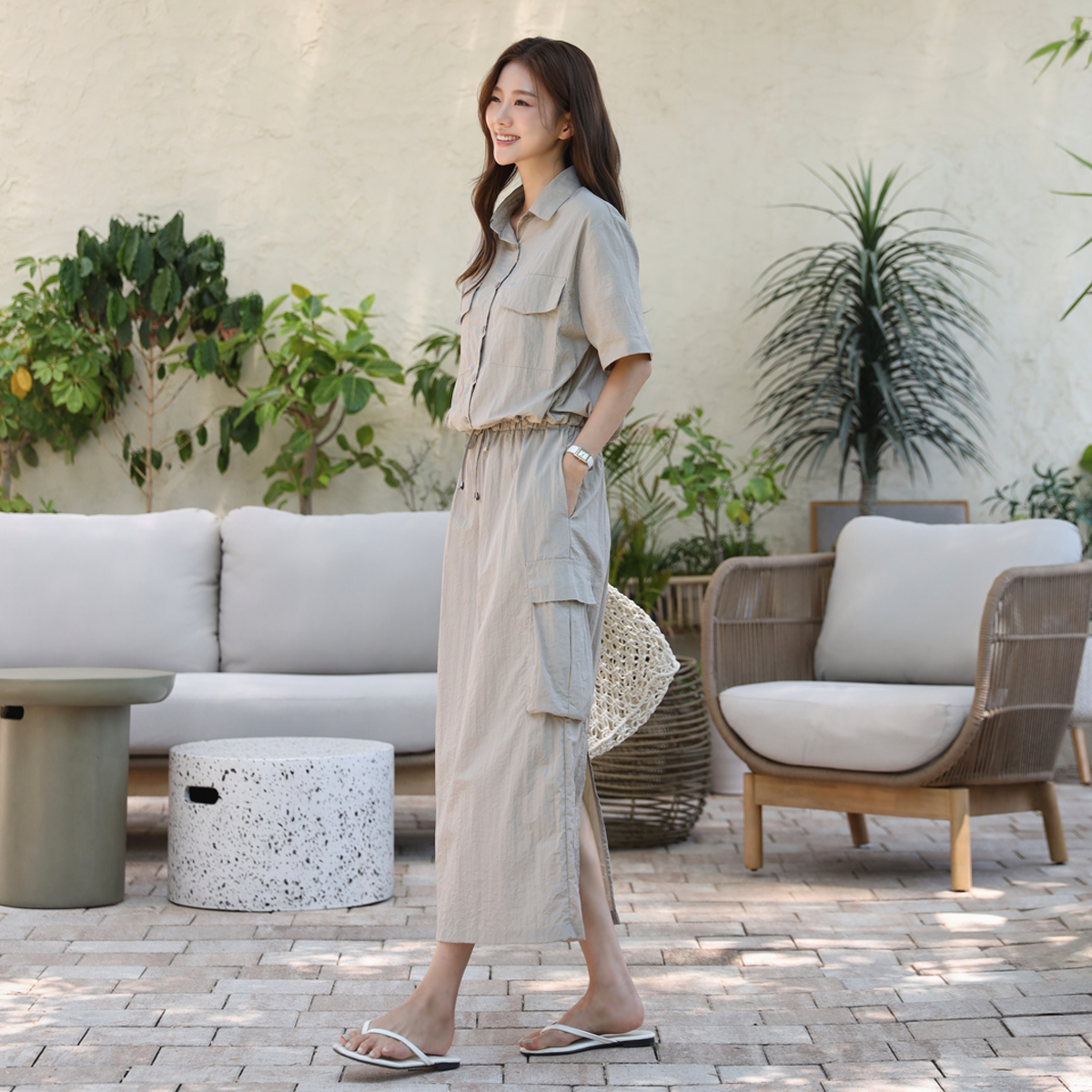 <b>[Over 10,000 Sold✨/Great Value/Feather-like Weight]</b> Windy Rustle Cargo Skirt Set