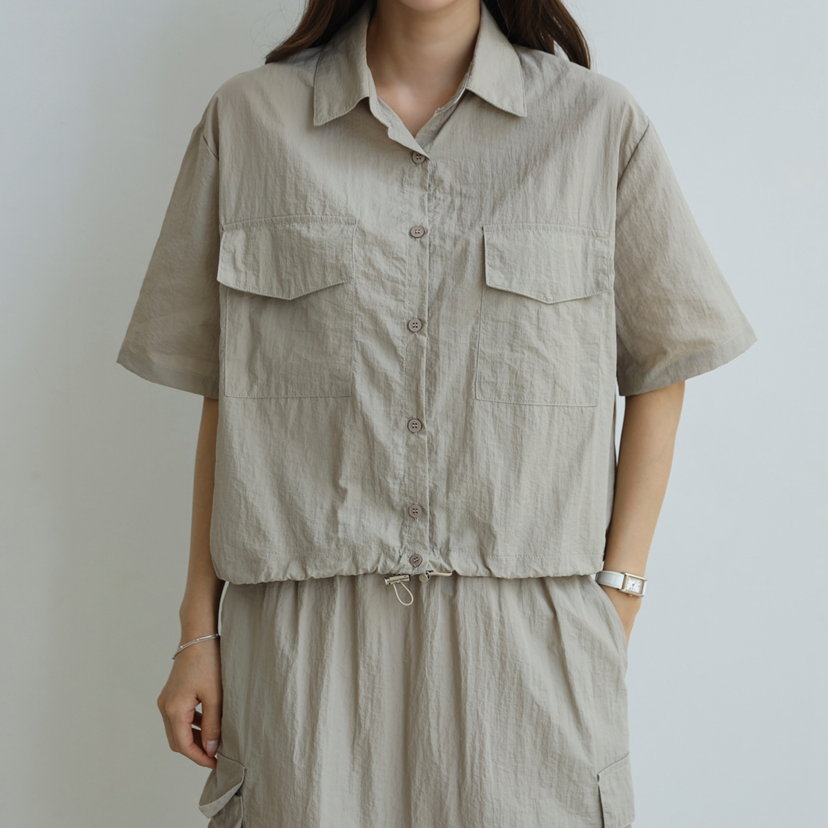 <b>[Over 10,000 Sold✨/Great Value/Feather-like Weight]</b> Windy Rustle Cargo Skirt Set