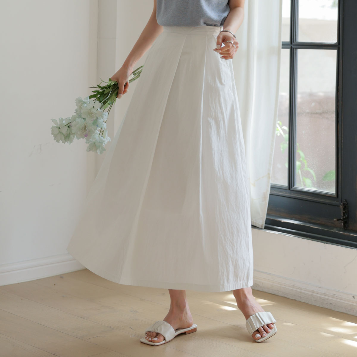 2TYPE rustling cooling flare long skirt (5 sizes)