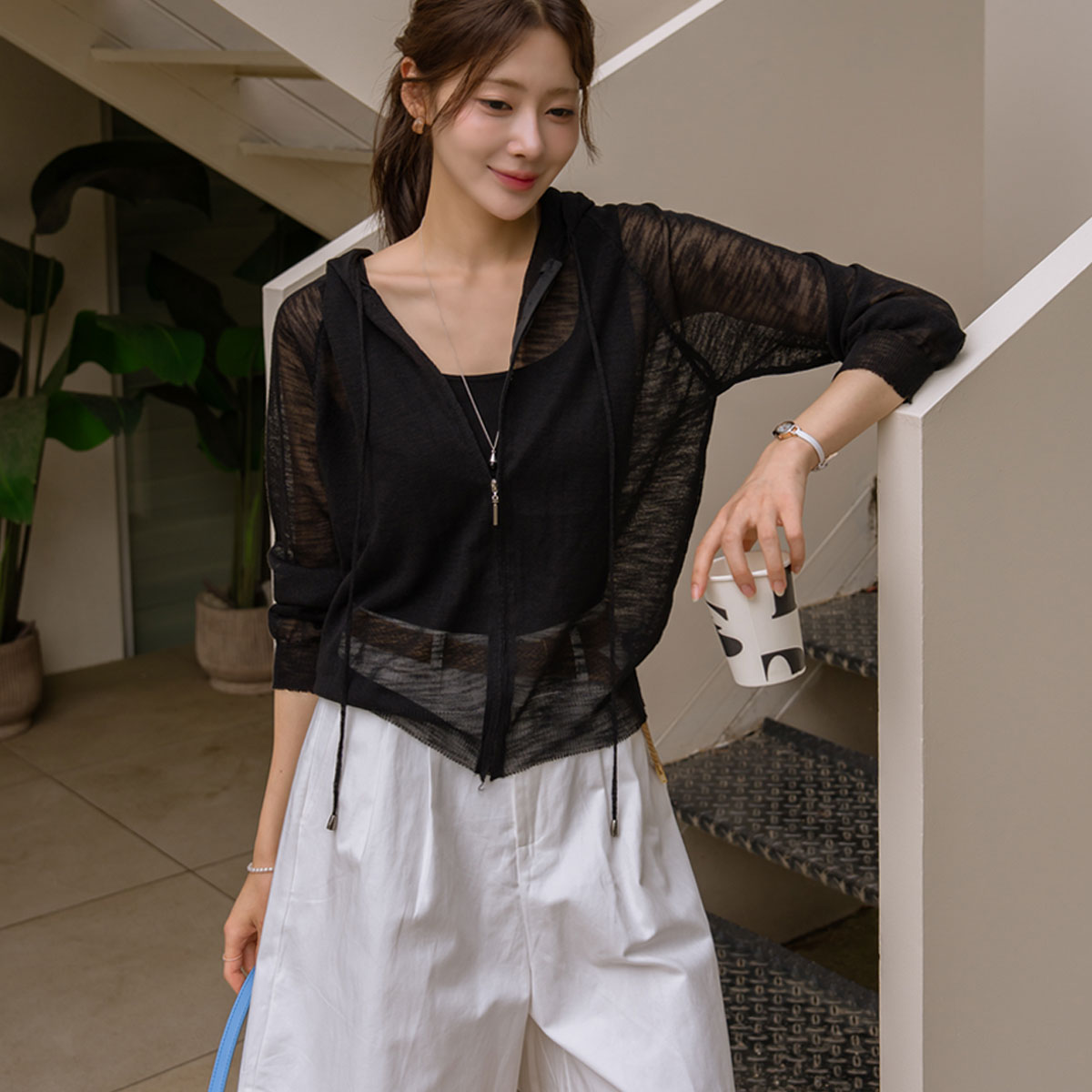 Summer See-through Viscose Zip Knit