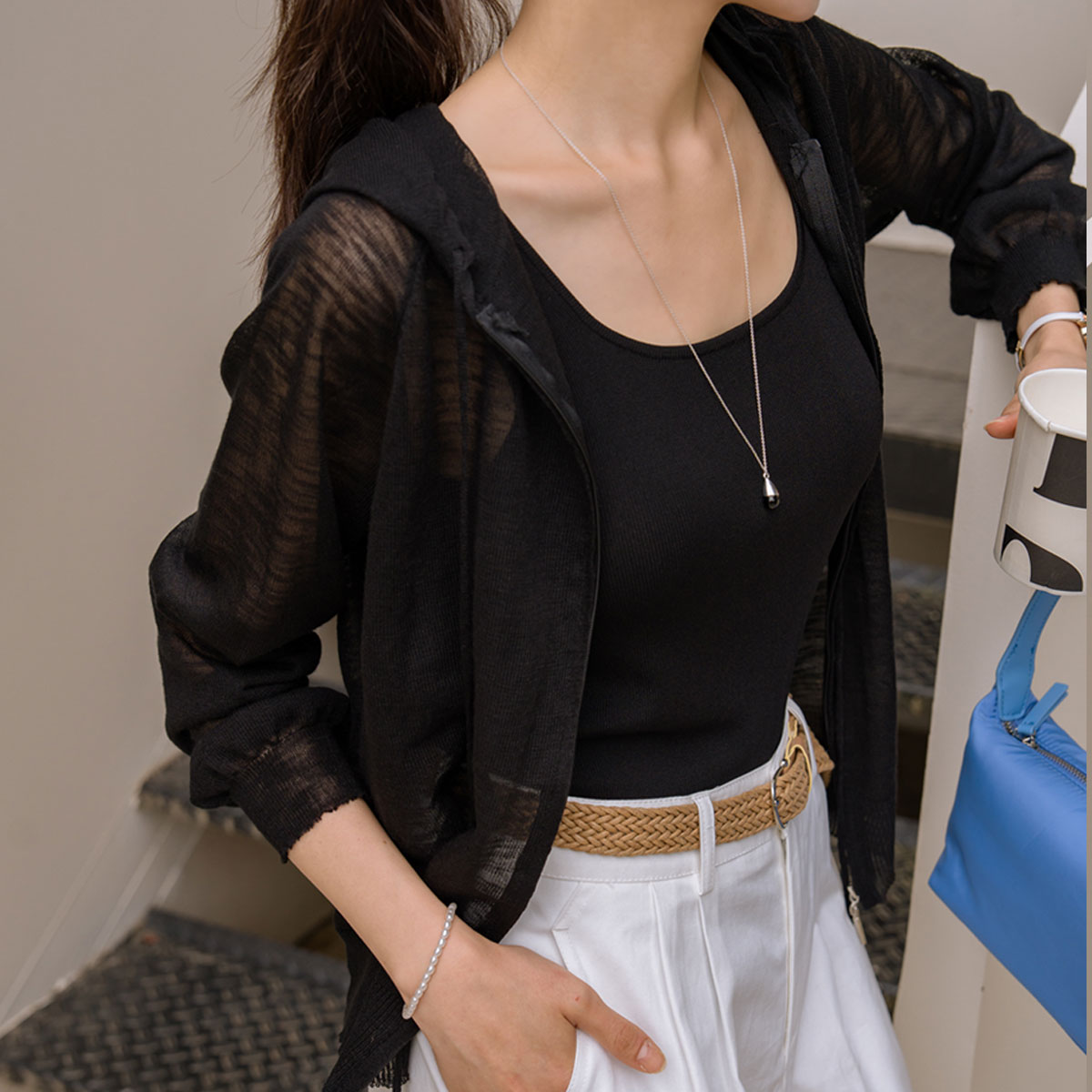 Summer See-through Viscose Zip Knit
