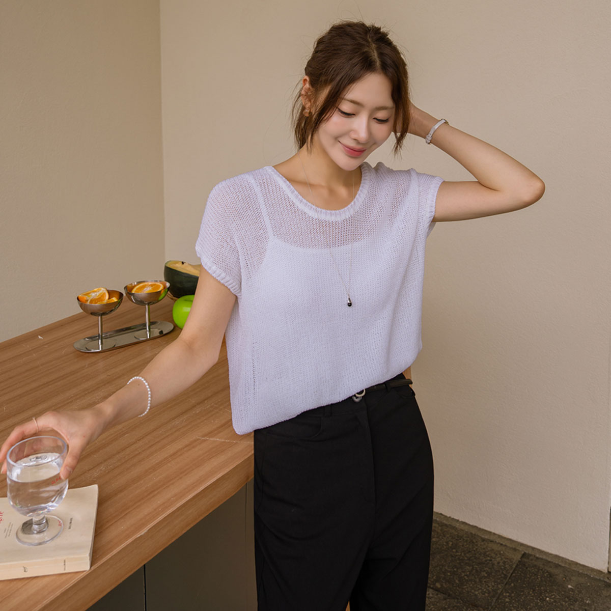 Summer Cooling Hacci Cap Sleeveless Knit