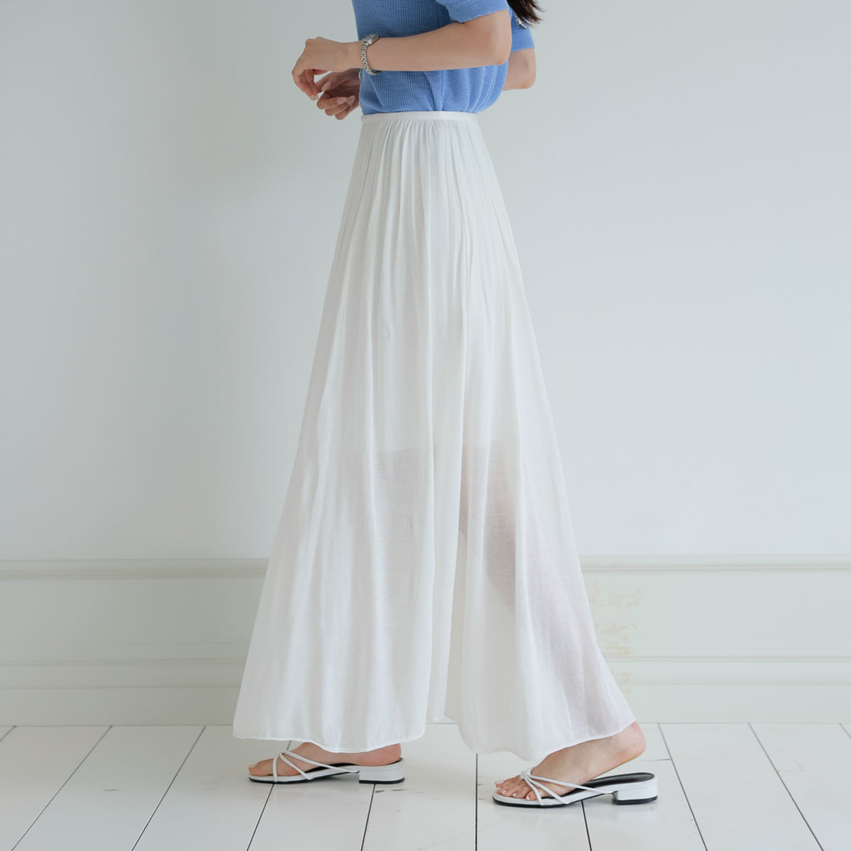 Lyocell Shirred Linen Rong Skirt