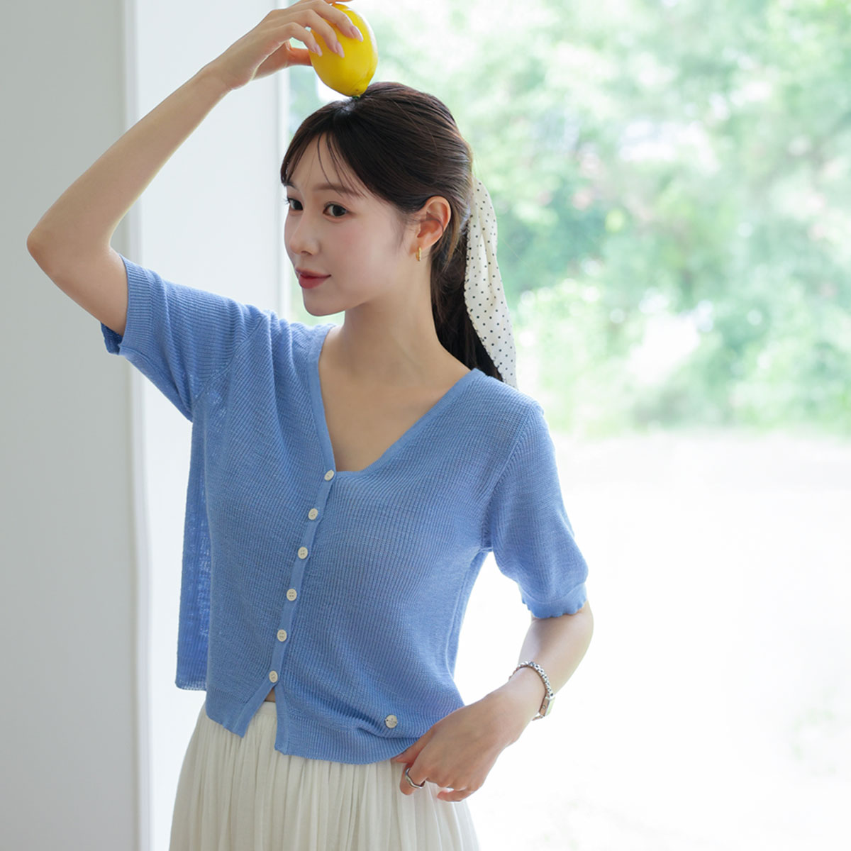 Pendant Viscose Semi-Crop Cardigan