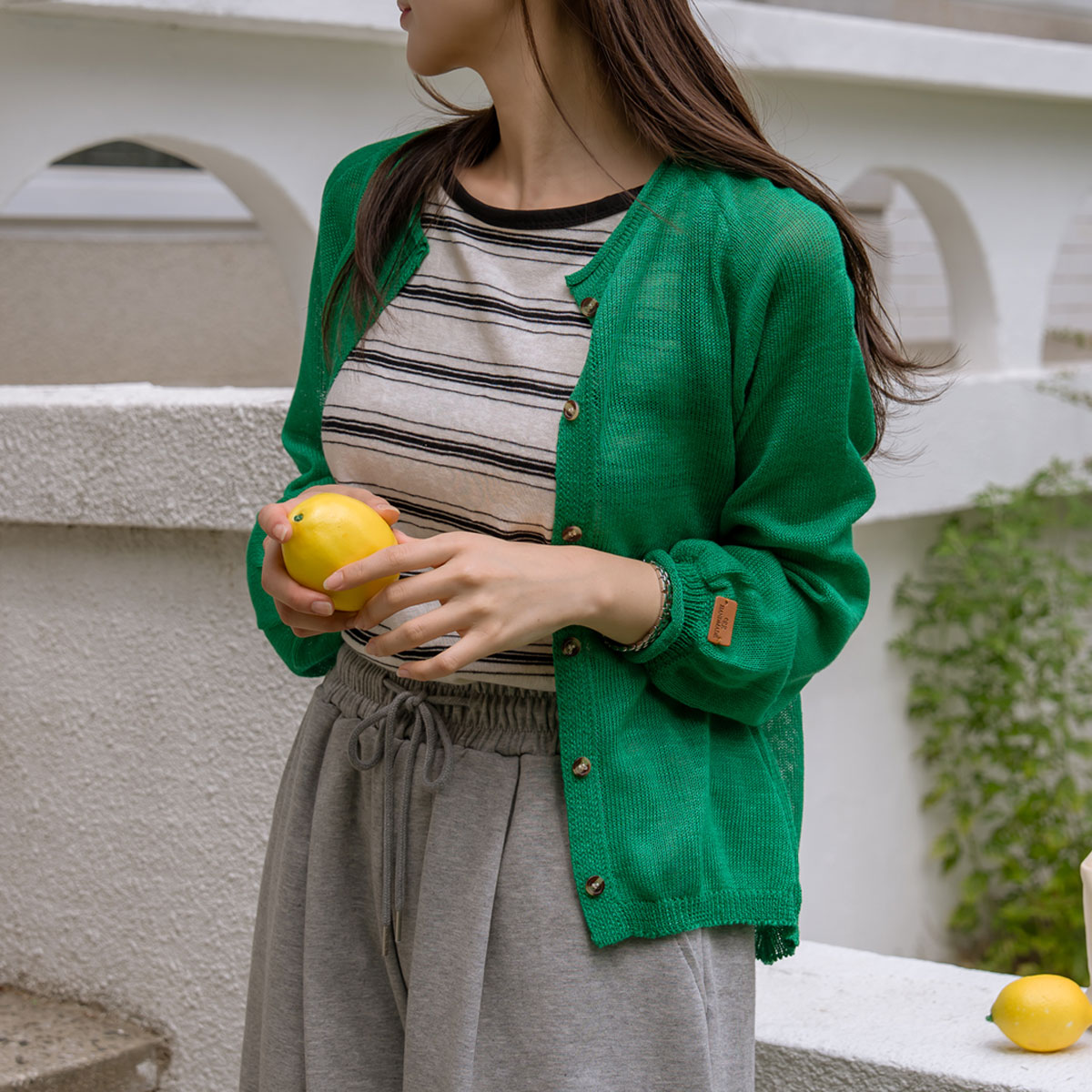 Nagrang Sleeve Patch Summer Cardigan