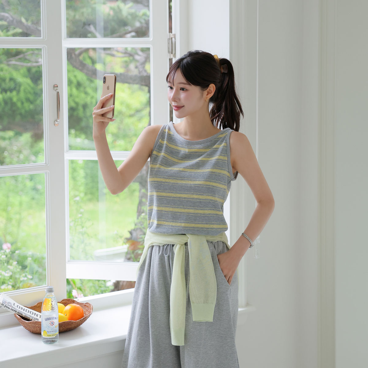 Unit color striped mango tank top