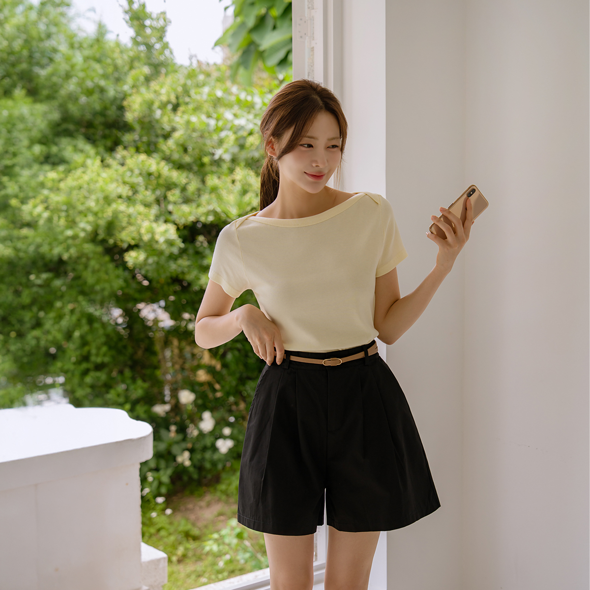Blanc boat neck tee
