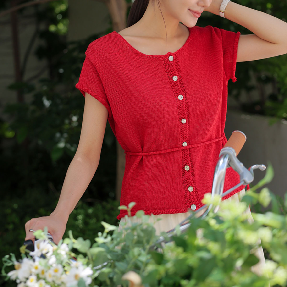 Breeze string short-sleeve knit