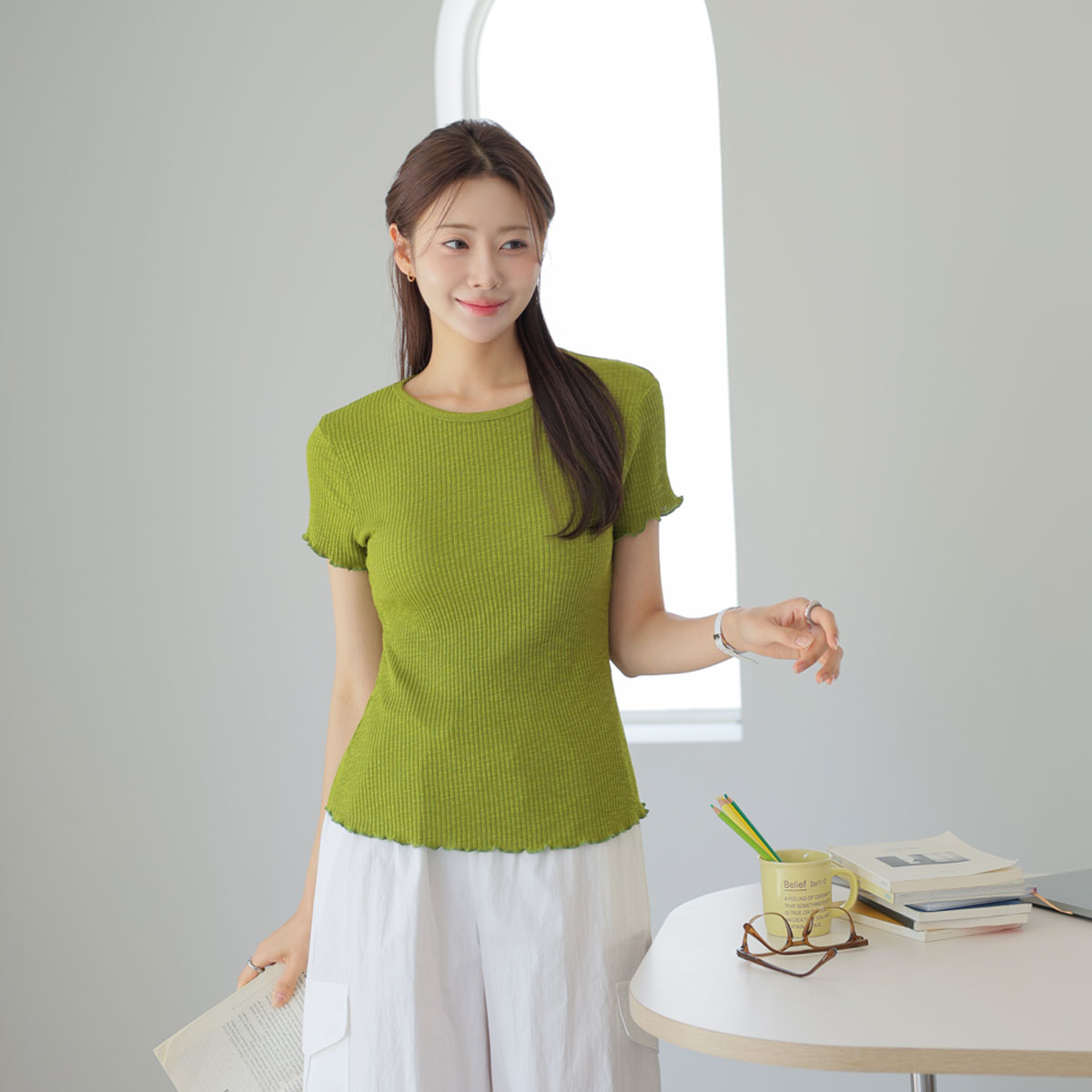 Modal spandex wave short T-shirts