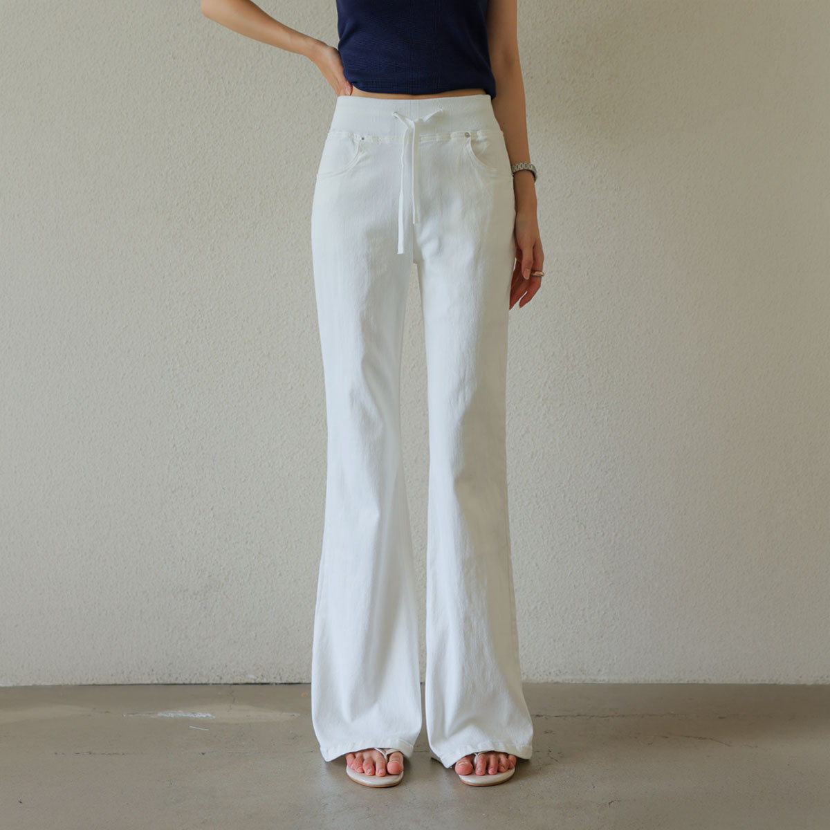 2 Types Low Fit Boot Cut Elastic Waist Pants