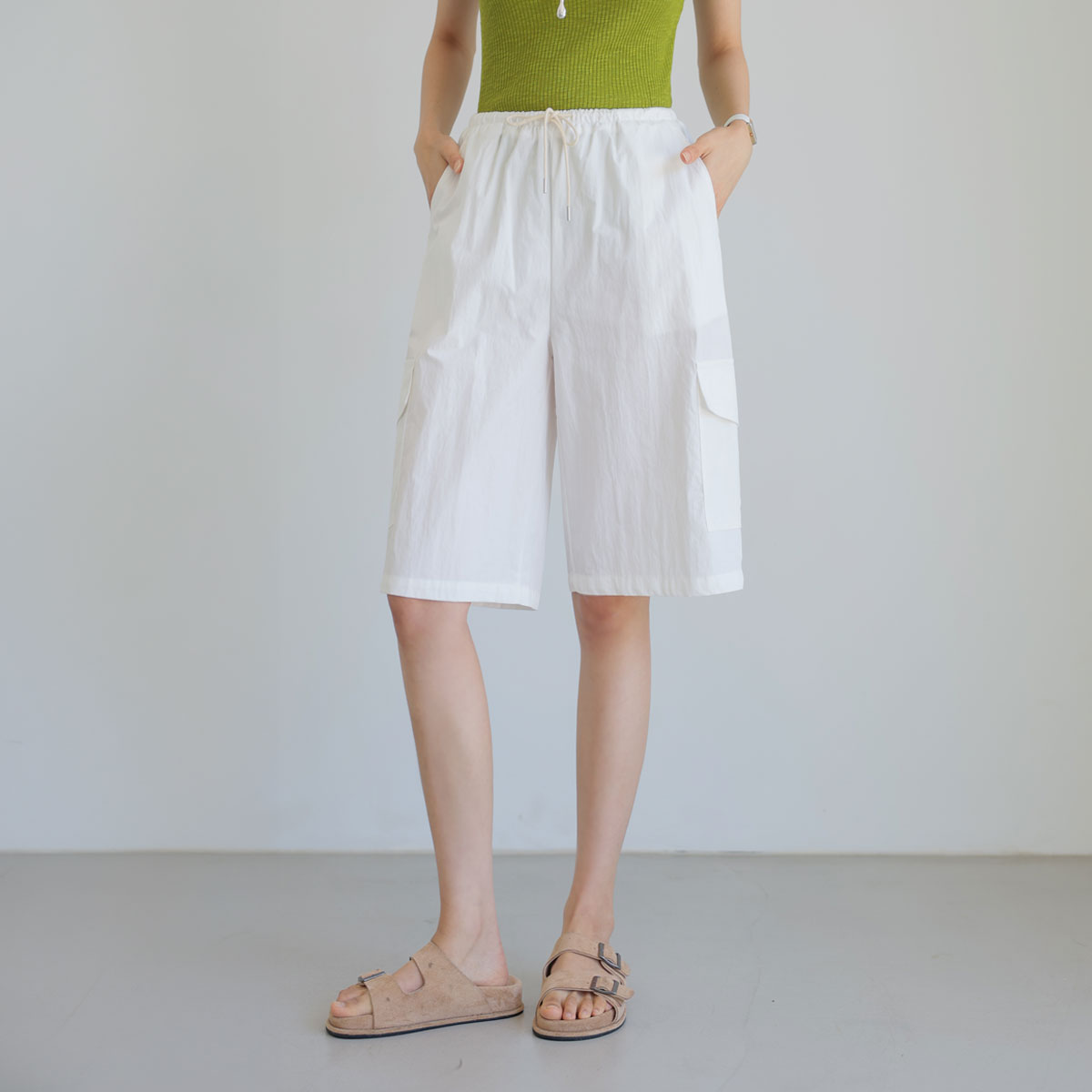 Summer Cargo Elastic Waist Shorts